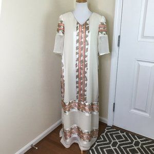 Rare JaneM HONOLULU Cream Pink Layered MuuMuu Maxi